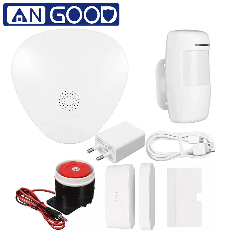 ANGOOD 2 4G wifi Беспроводная система сигнализации сирены датчик умный контроллер + 720P ip