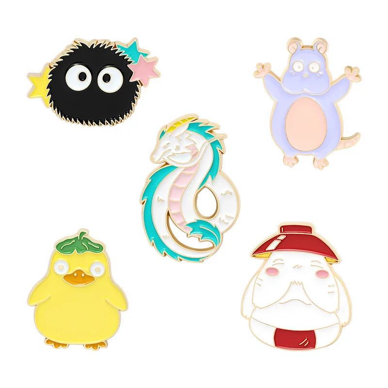 

K2903 White Dragons Hard Enamel Pin Cartoon Animals Mouse Brooch Anime Movie Fan Collecting Badge Jewelry Fashion Gift