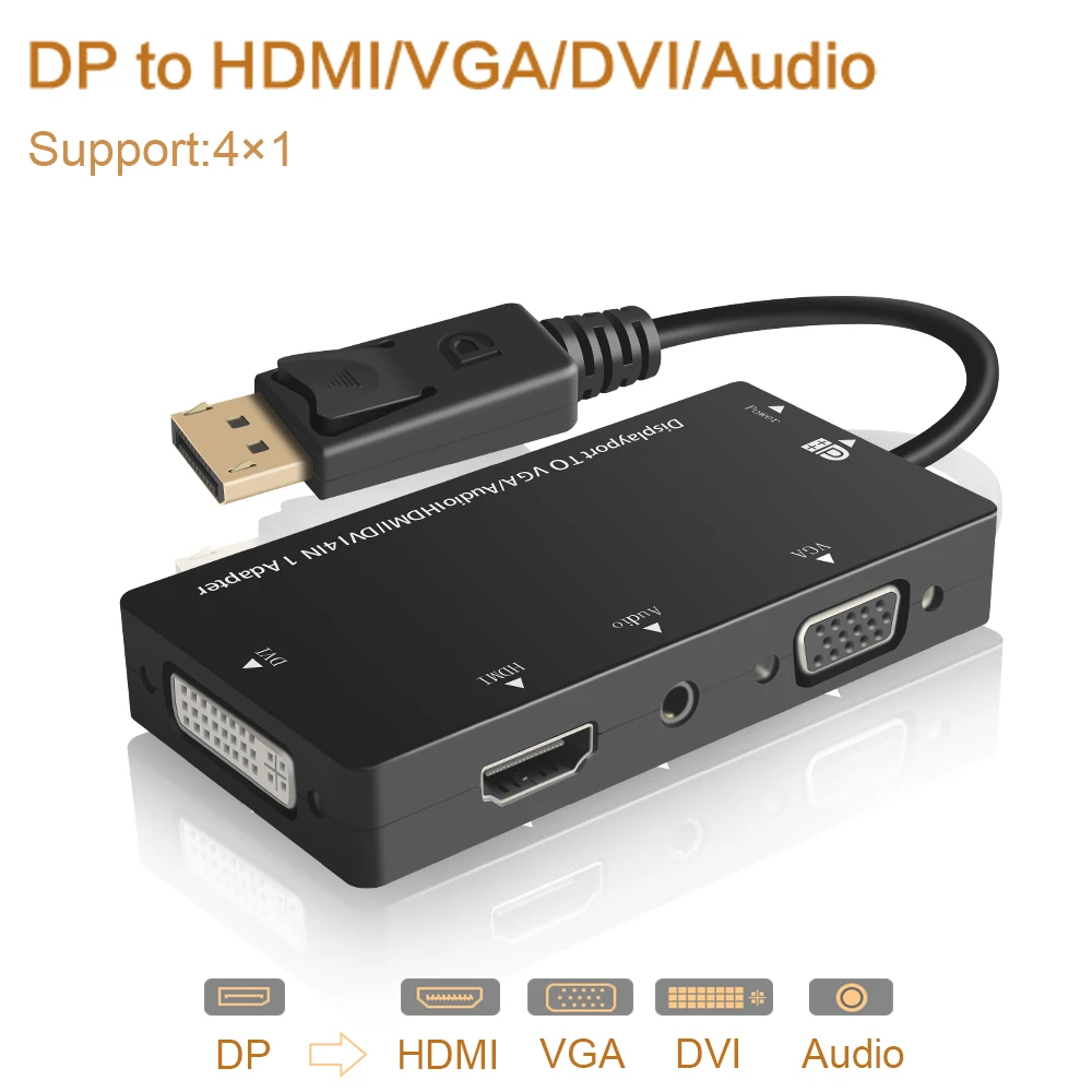 4 в 1 адаптер для порта дисплея DP папа DVI HDMI VGA Аудио мама кабель конвертер
