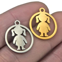 5pcs family chain high quality stainless steel gold boy girls small charms pendant polished jewelry making bracelet accessories