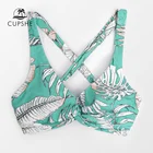 Женский купальник-бикини CUPSHE, зеленый топ с v-образным вырезом и цветочным принтом, Раздельный купальник для девочек 2022