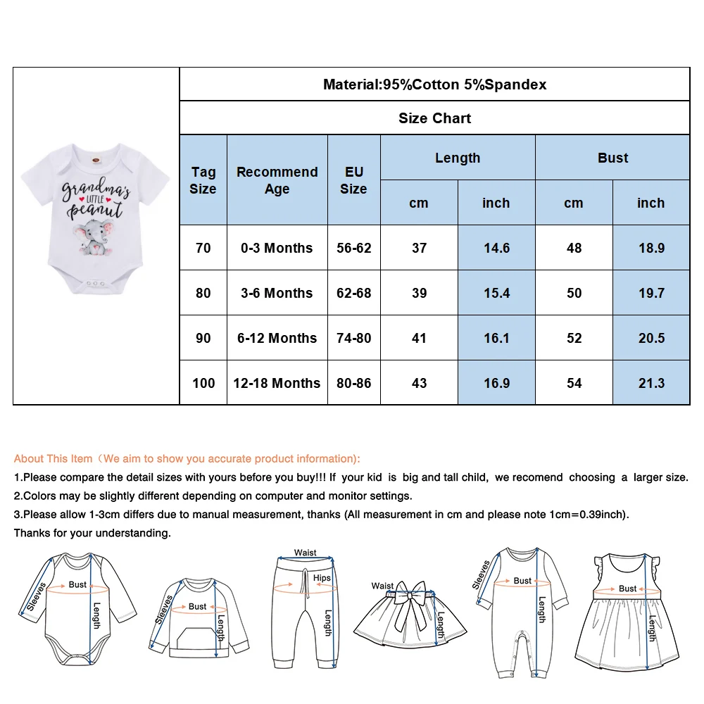 

Baby Boy Girl Romper Cartoon Elephant Kawaii Fashion Toddler Clothes Harajuku Short Sleeve Newborn Bodysuit Infant Jumpsuits D30