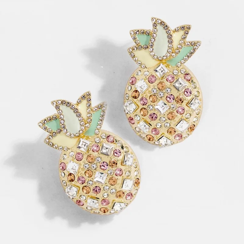 

2020 European and American New Exaggerated Exquisite Crystal Drop Oil Pineapple Earrings Trendy Earrings