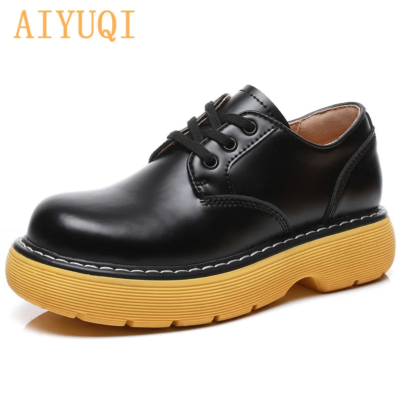 

Women's Loafers Platform 2021 New Spring Genuine Leather British Style Big Head Women's Shoes Thick-soled Increased Girl Shoes