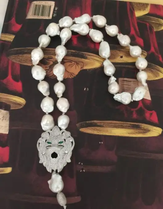 ?? 送料無料新デザイン 18-20 ミリメートルバロックホワイトパールネックレス