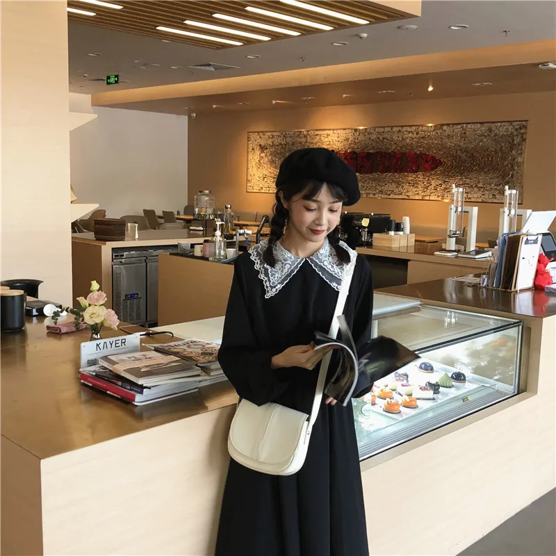 Женские платья милые кавайные милый студенческий стиль платье с кружевным