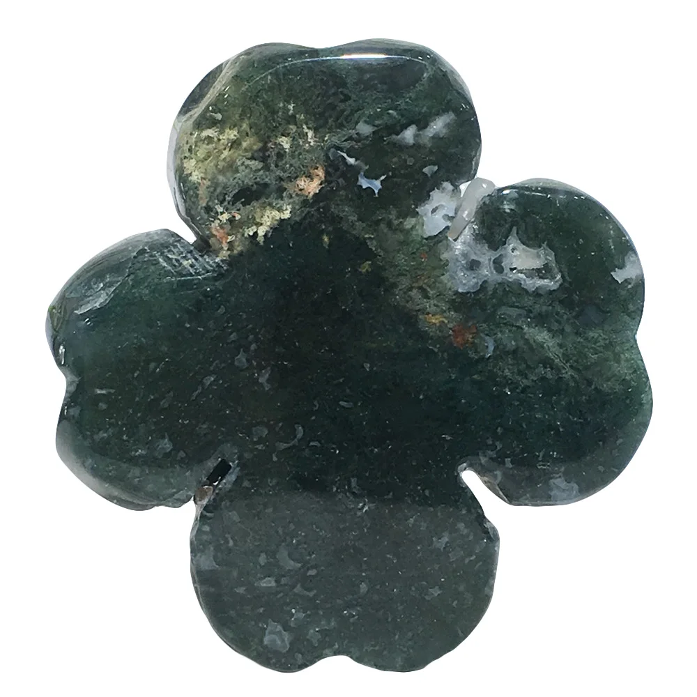 

Natural Moss Agate Crystals Quartz Gift Chakra Treatment Carve Four-Leaved Clover Home Decoration Reiki Healing Green Gemstones