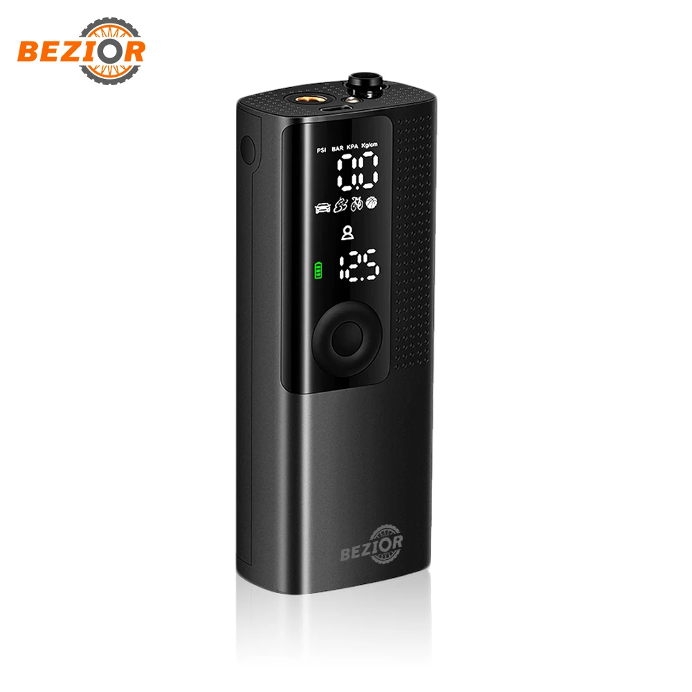 Online Bezior-compresor De Aire Portátil, Bomba De Aire Eléctrica De 0-120PSI, Batería Recargable De 2000mAh Con Pantalla LCD Para Bicicleta Y Motocicleta