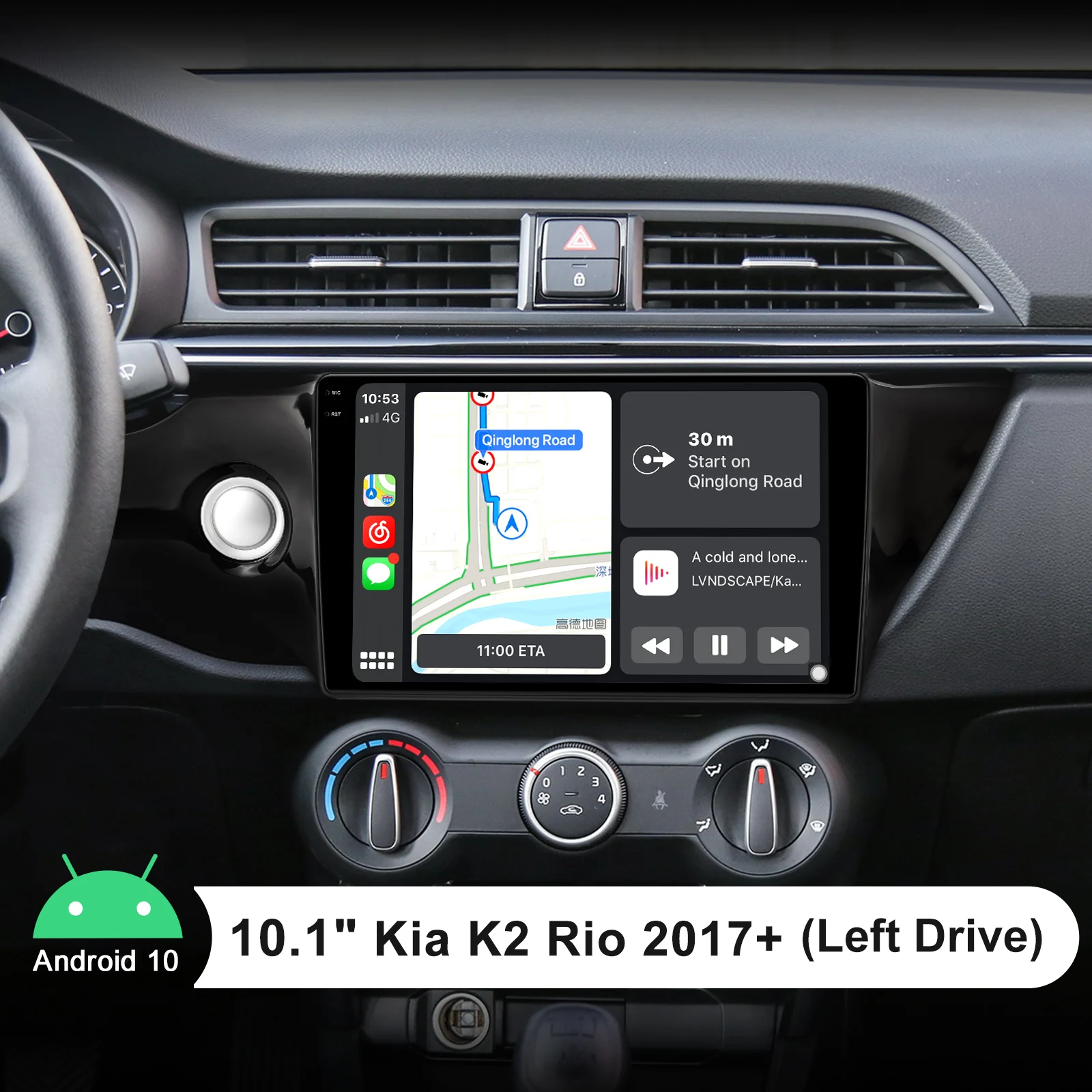 

New 10.1 Inch Touch Screen Car Radio Support Bluetooth/Carplay/Steering Wheel/4G Android 10.0 For Kia K2 Rio 2017+(Left Dirve)