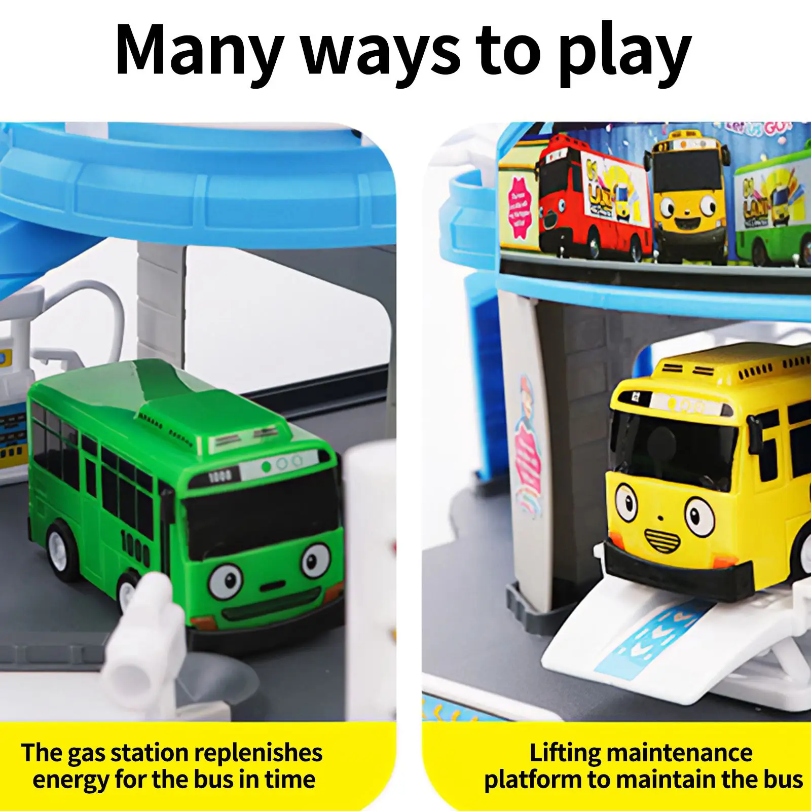 

Multi-Layer Cartoons The Little Bus Set Assembled Bus Station Parking Lot Car Runway Model With 2 Mini Bus Parking Lot Model