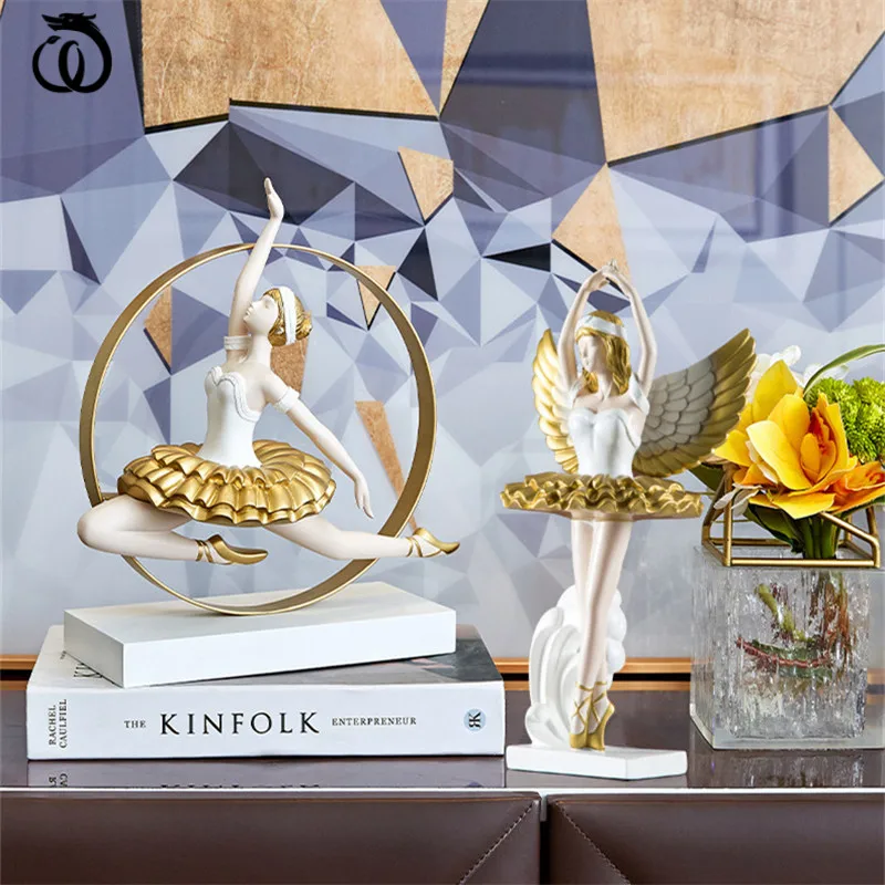

WU CHEN LONG Nordic Ballet Girl Statue Figurine Abstract Character Art Sculpture Office Home Decorations Collectiable R5890