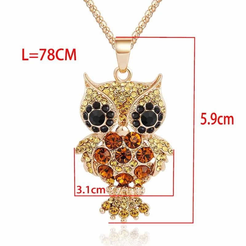 Ретро Хрустальная Сова кулон ожерелье модный свитер цепь ювелирные изделия