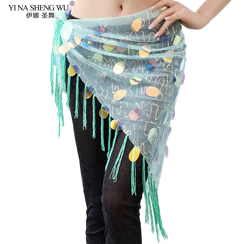 

Платок-набедренник женский для танца живота, с блестками и кисточками