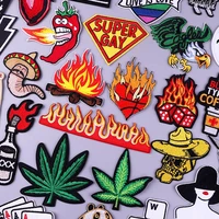 pulaqi flame heart patch iron on patches on clothes cartoon stickers embroidered patches for clothing hippie clothes rock badge