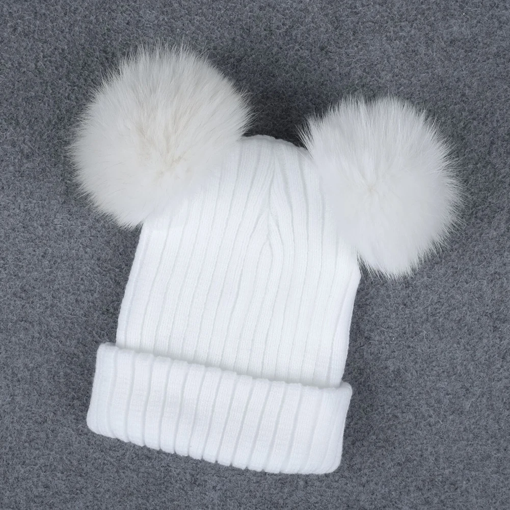 

Fashion Knitted Faux Fur Ball Pom Pom Cute Women Lady Beanie Hat Warm Cap Gift