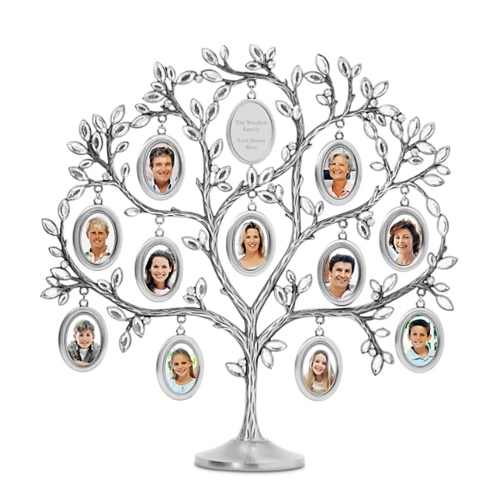 

Stylish Family Tree Hanging Photo 12 Frame Holder Home Table Desk Display Decoration Silver Frame Household Decor FEA889