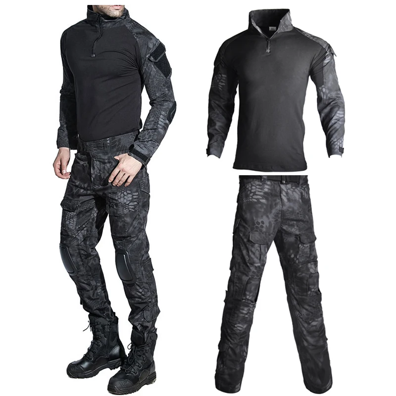 

Men Military Uniform Camouflage Tactical Suit Army Special Forces Combat Shirt Coat Pant Set Camouflage Militar Soldier Clothes