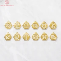 4694pcs 10x11mm 24k gold color brass with zircon twelve constellations charm pendants for jewelry making findings accessories
