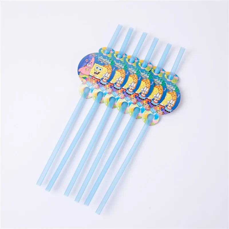 Straw(6pcs) Губка Боб Патрик звезда вечерние принадлежности День Рождения украшения детские бумажные тарелки и стаканы соломинки баннер для вечеринки в честь Дня рождения детский душ - Цвет: Straw(6pcs)