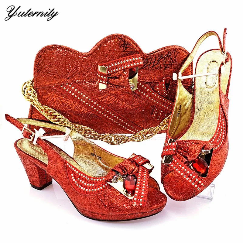 Африканский Стиль из искусственной кожи со стразами Комплект обуви и сумки