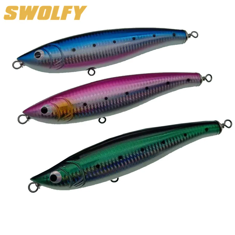 

SWOLFY 3pcS Stick baits Hard Wood Pencil Saltwater Big Game Fishing Lure 70g 19cm Hard Baits