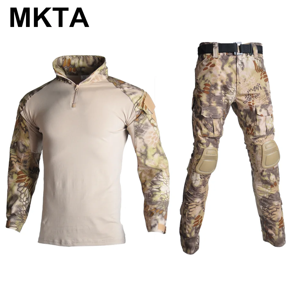krypteck tan Kryptek Mandrake BDU G3 Униформа рубашка и брюки страйкбол Painball Боевая Тактическая Военная форма W/Наколенники охотничья одежда - Цвет: krypteck tan