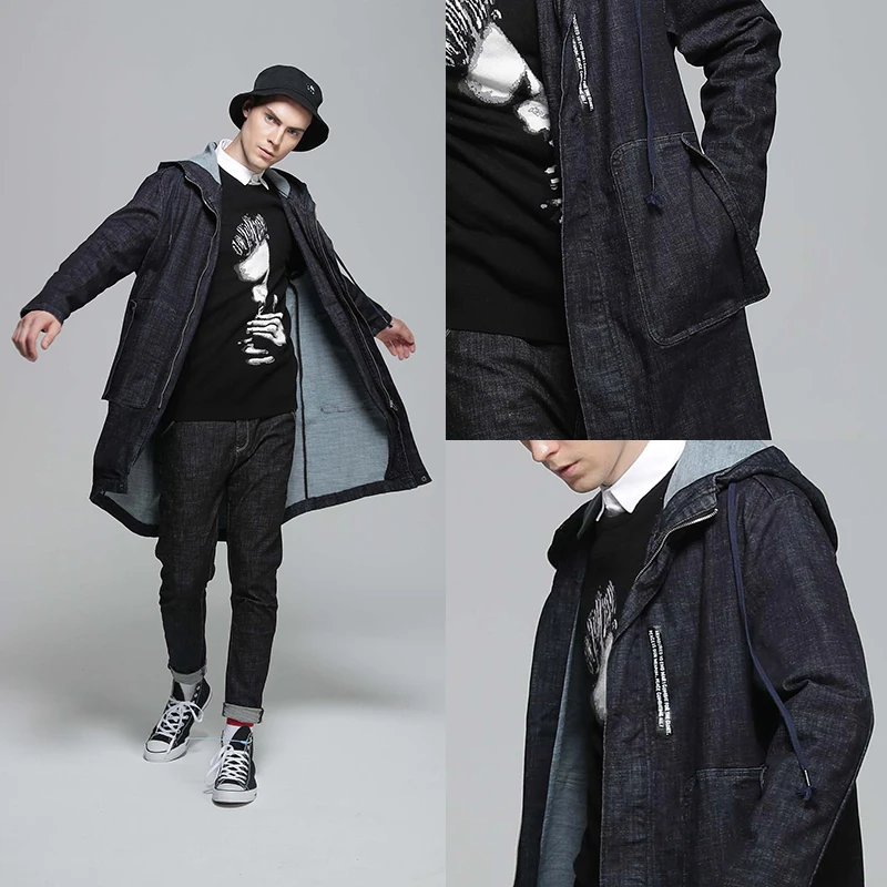 2019 джинсовые куртки мужские крутые бойфренды стиль с длинным рукавом ВИНТАЖНАЯ