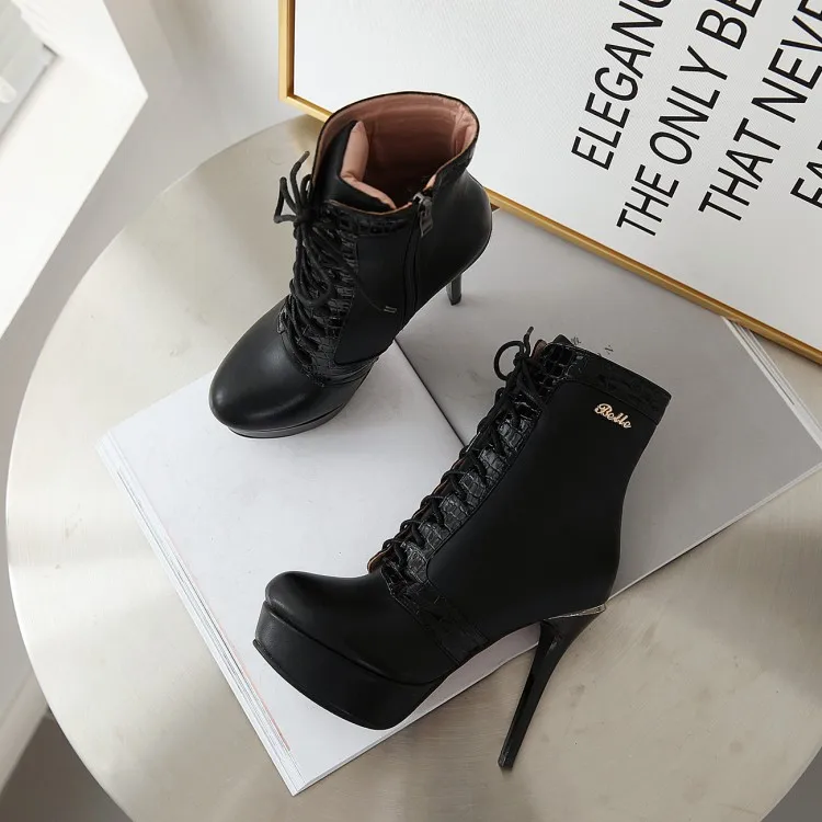 

Big Size 9 10 11 12 boots women shoes ankle boots for women ladies boots shoes woman winter Cross strap side zipper heel