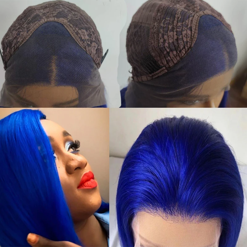 

Blue wig synthetic lace front wig long straight wigs for women pelucas cosplay party daily Heat Resistanthair