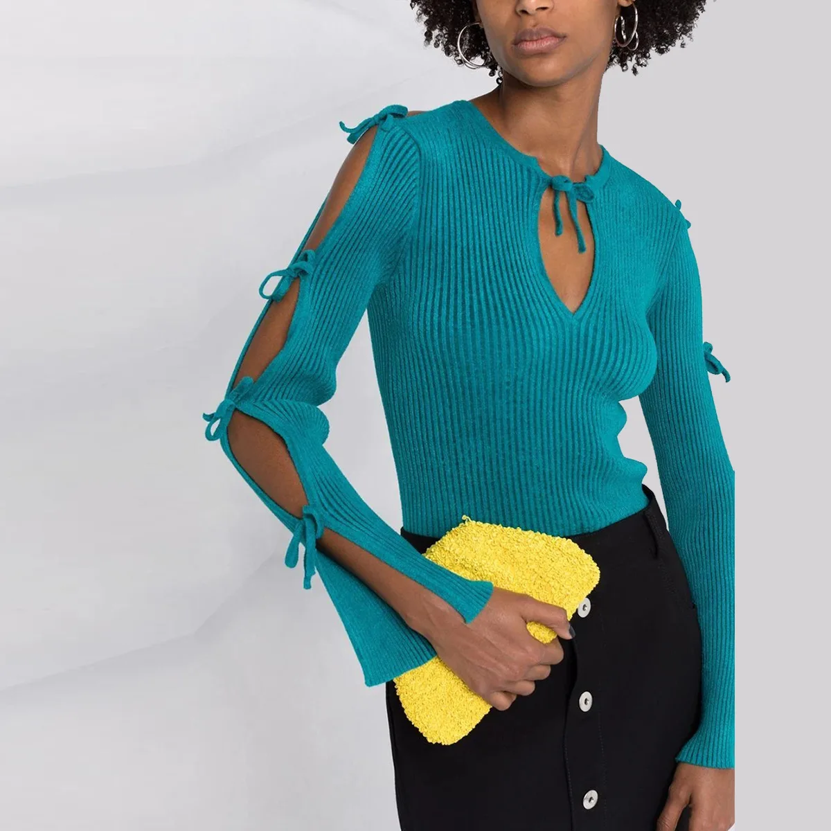 

Уличный модный свитер со шнуровкой, пуловер, новинка 2021, Женский трикотажный топ