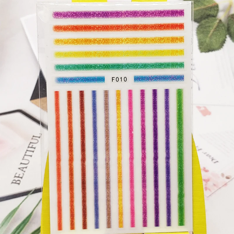3D Stickers for Nails Stripe Eye Line Arrow Designs Nail Art Decorations Foil Decals Wraps Manicure Accessories Decoraciones | Красота и