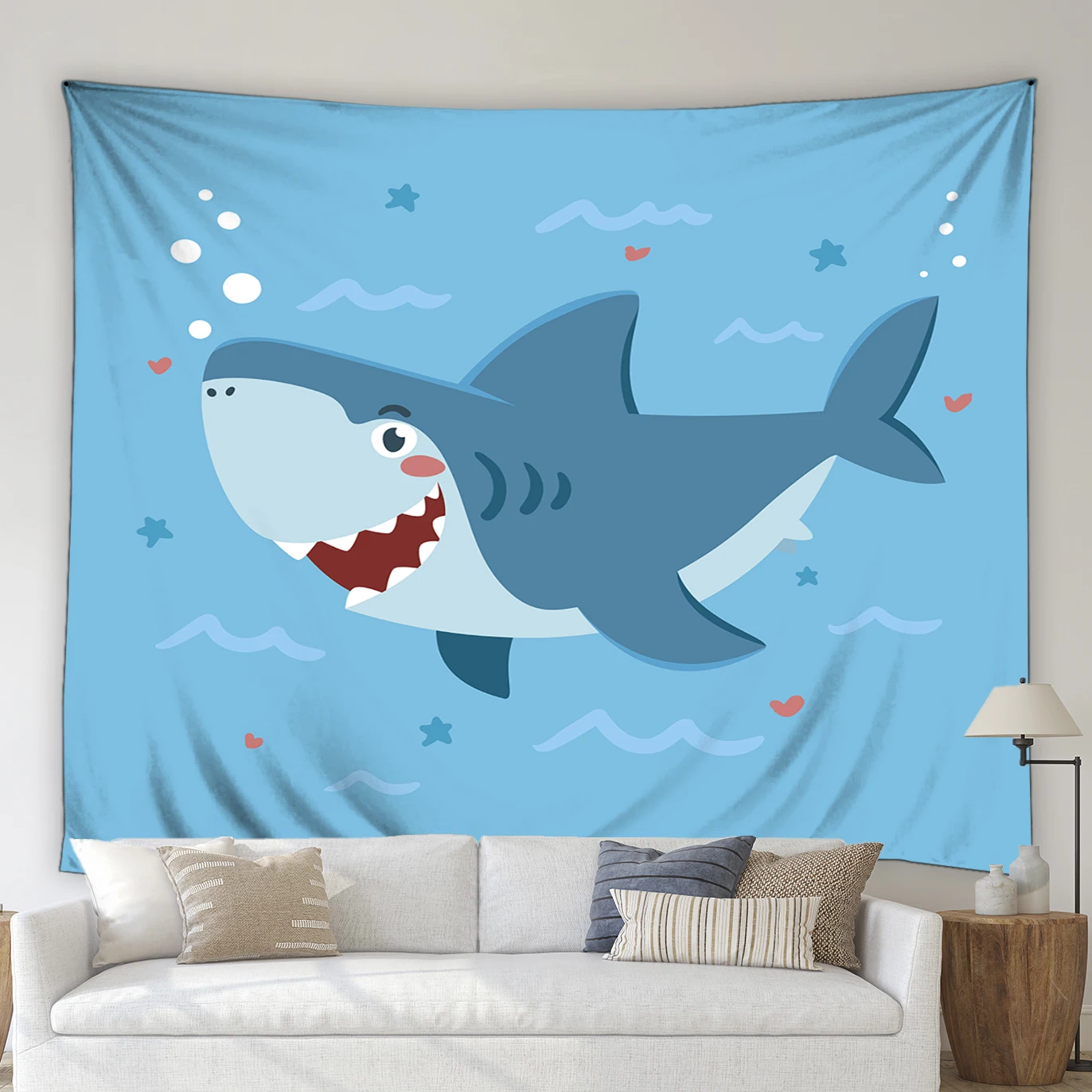 

Cartoon Ocean Animals Tapestry Dolphin Whale Shark Living Room Bedroom Wall Hanging Tapestries Children's Room Decoration Cloth