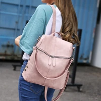 brand women backpack high quality leather school bags for teenager girls casual school backpack vintage solid lady shoulder bags