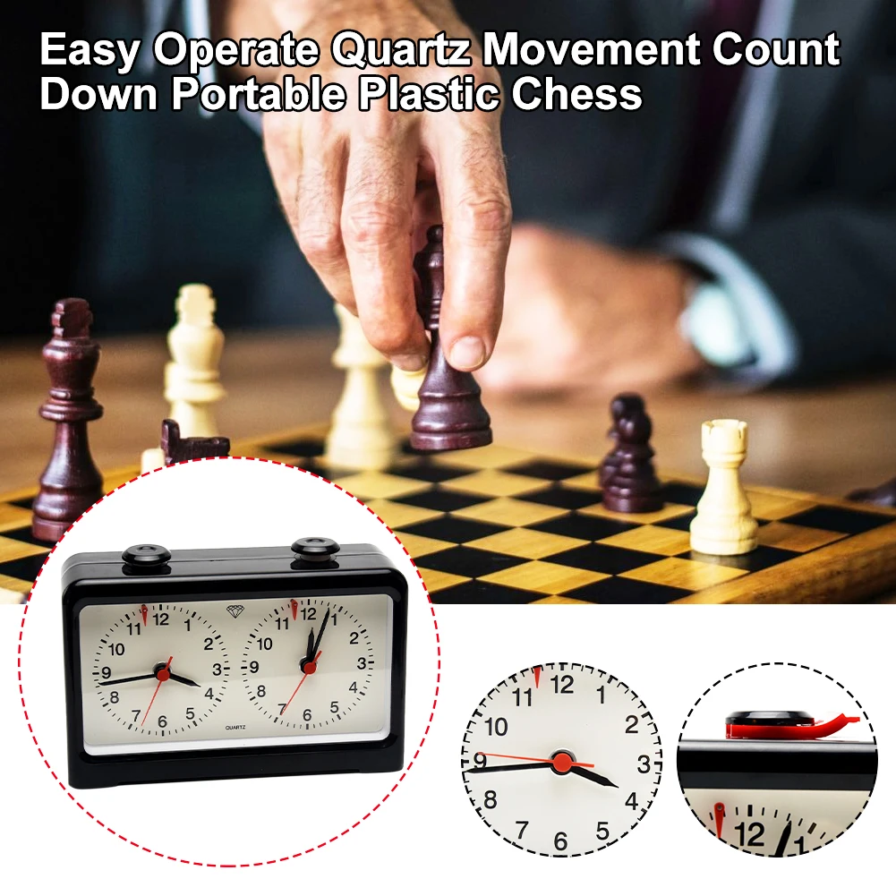 

Analog Portable Compact Count Down Quartz Movement Competition Game Timer Button Design Easy Operate Accurate Chess Clock