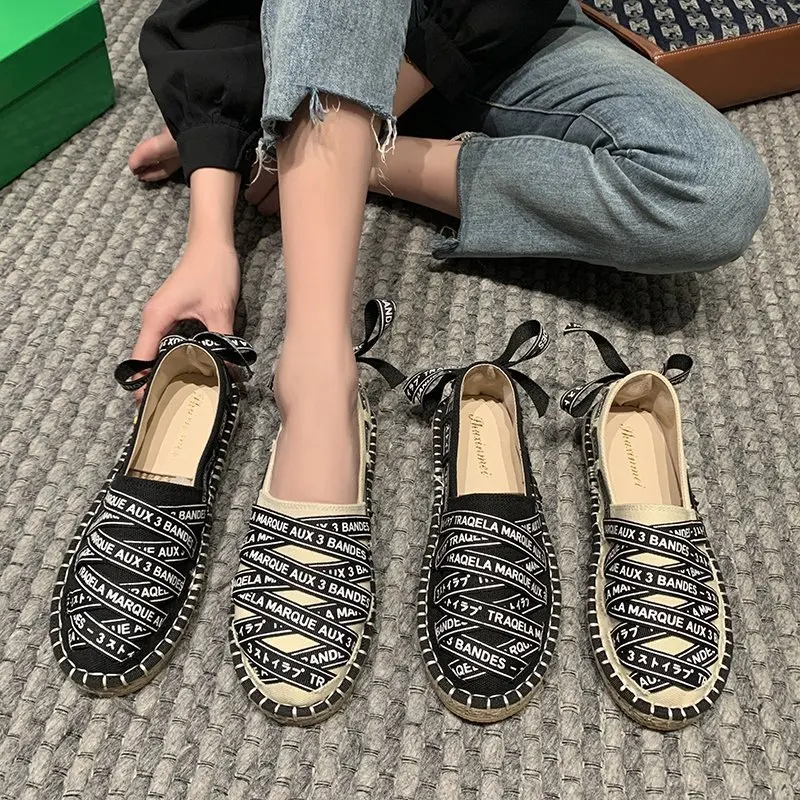 

2021 New Women Espadrilles Shoes Flat Spring Autumn Shoes Woman Casual Loafers Top Quality Spring Autumn Hemp Canvas Flats
