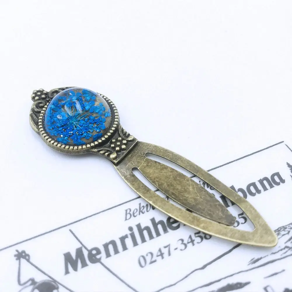 

1Pc Metal Bookmark DIY Document Book Clip Retro Dried Flower School Office Book Markers Supplies Stationery Teacher Gifts