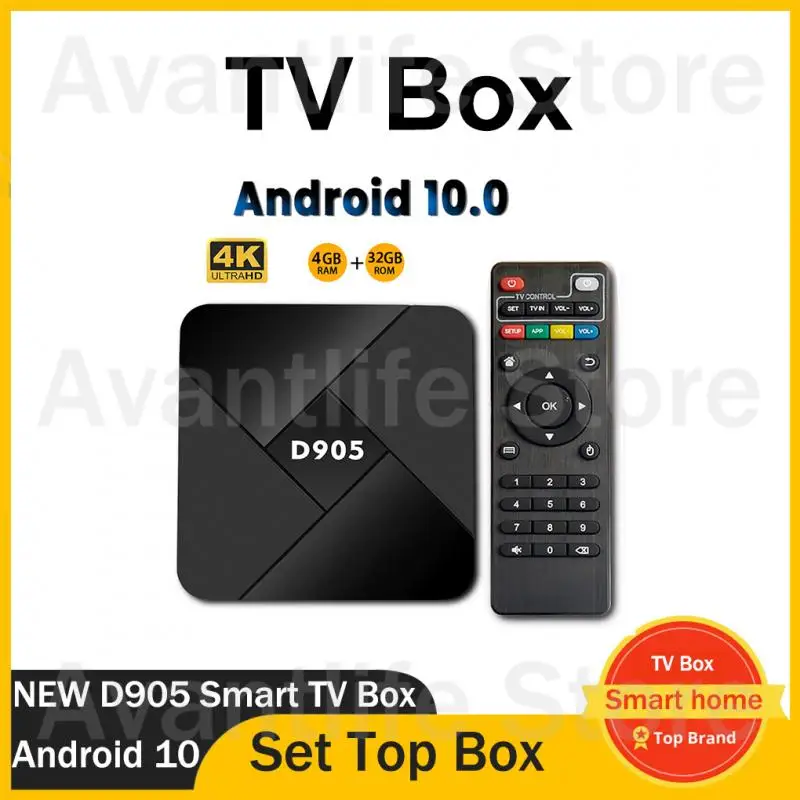 

D905 Smart TV Box Android 10.0 4GB 32GB Wifi 2.4G 4K Amlogic S905 Youtube Android TV BOX Set Top Box Media Player Dropship