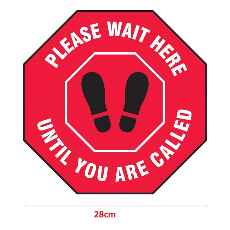 

6Pcs Octagonal Social Distancing Floor Sign"Please Wait Here Until You Are Called", 12Inch Diameter