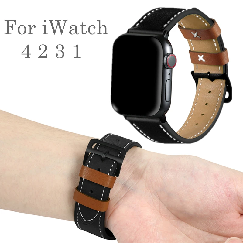 Ремешок кожаный для Apple Watch 4 3 2 1 44 мм 40 42 38|Ремешки часов| |