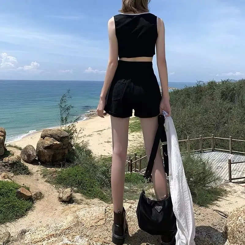 

Super high waist denim shorts women's 2021 summer new loose light A-line show thin trend versatile hot pants fashion