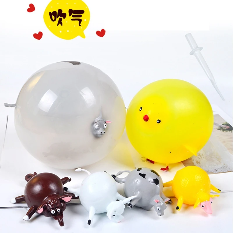 

1Set Funny Blowing Animal Vent Smash Toy Inflatable Dinosaur Ball Kids Toys Balloon Squeeze Novelty Party Toys