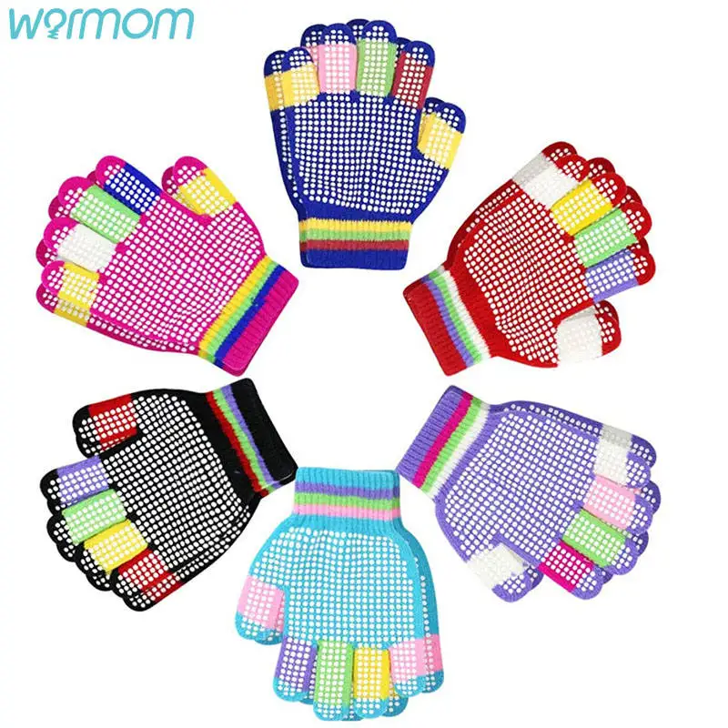 

Warmom Children Anti-skid Magic Gloves Outdoor Sports Ski Non-Slip Printing Children's Knitted Warm Gloves For Children's 3-8 Y