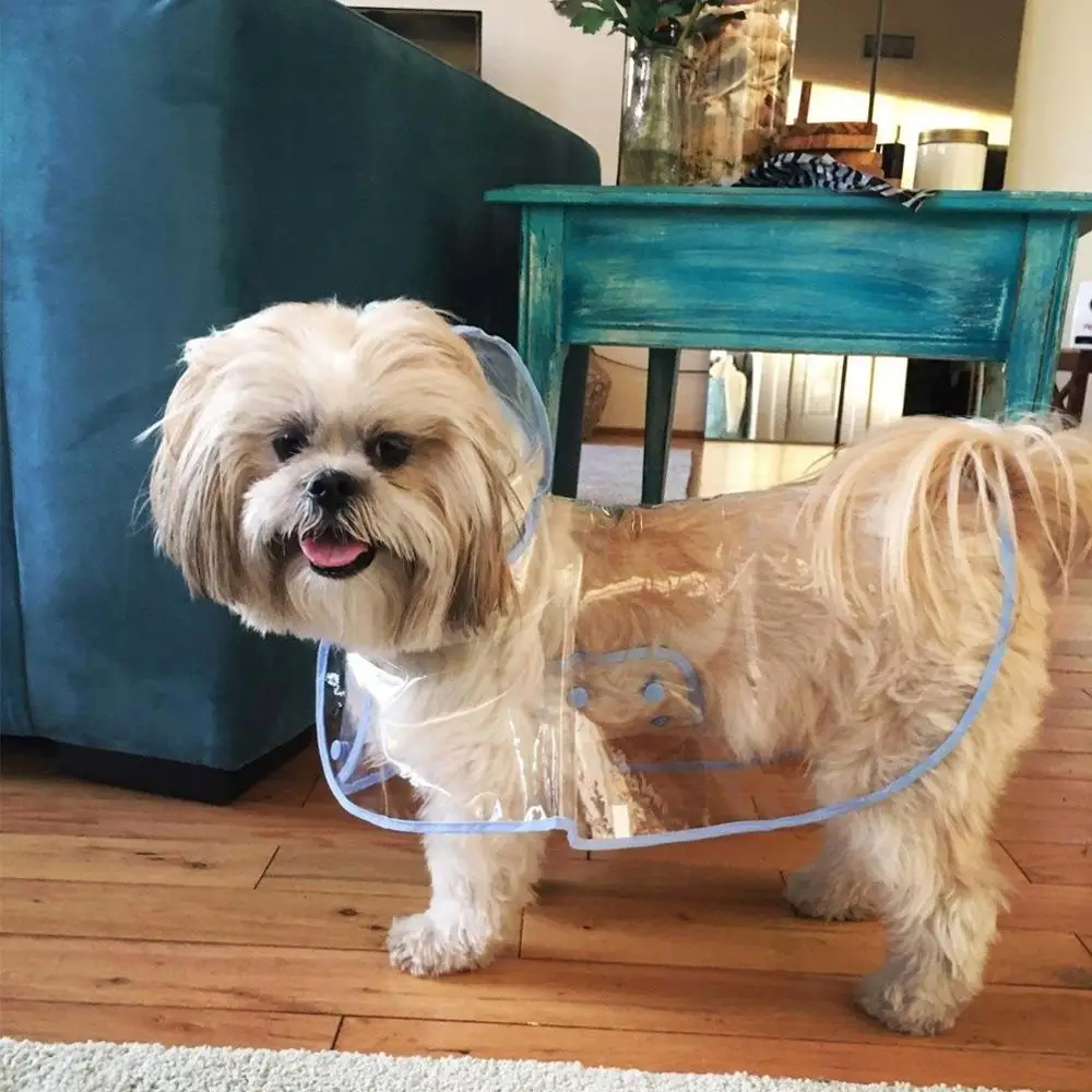 Водонепроницаемый собака плащ с капюшоном прозрачная ПЭТ собаки для щенков
