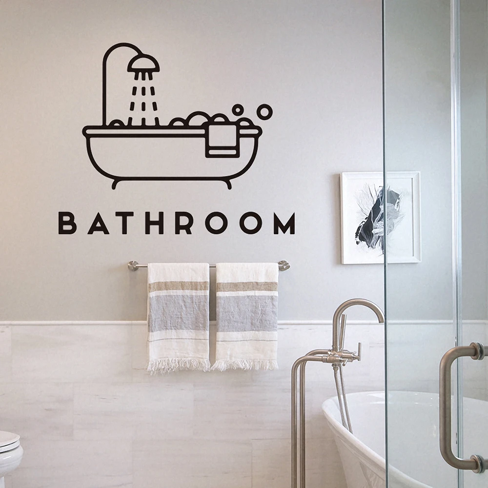 Bathroom Stickers Line Drawing Creative Shower Door Sticker Wall Decal DIY Bath Waterproof Toilet Washroom Decor | Дом и сад