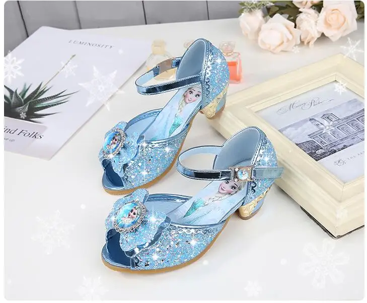 Сандалии для девочек с блестками и бантом Холодное сердце | Мать ребенок