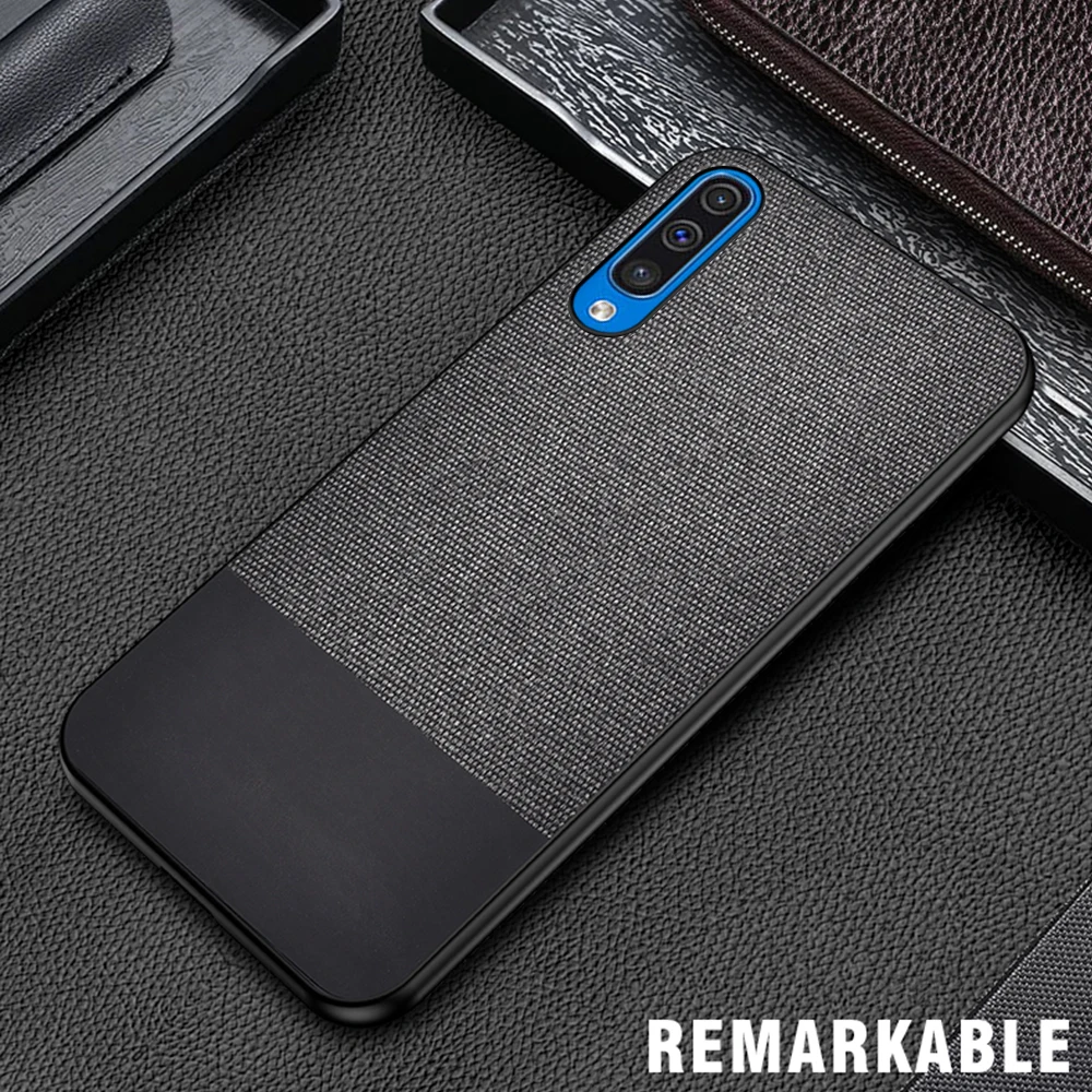 Для samsung Galaxy A50s A30s A20s A20e A10s A10e задняя крышка тонкий ТПУ + PC ткань кожаный чехол с