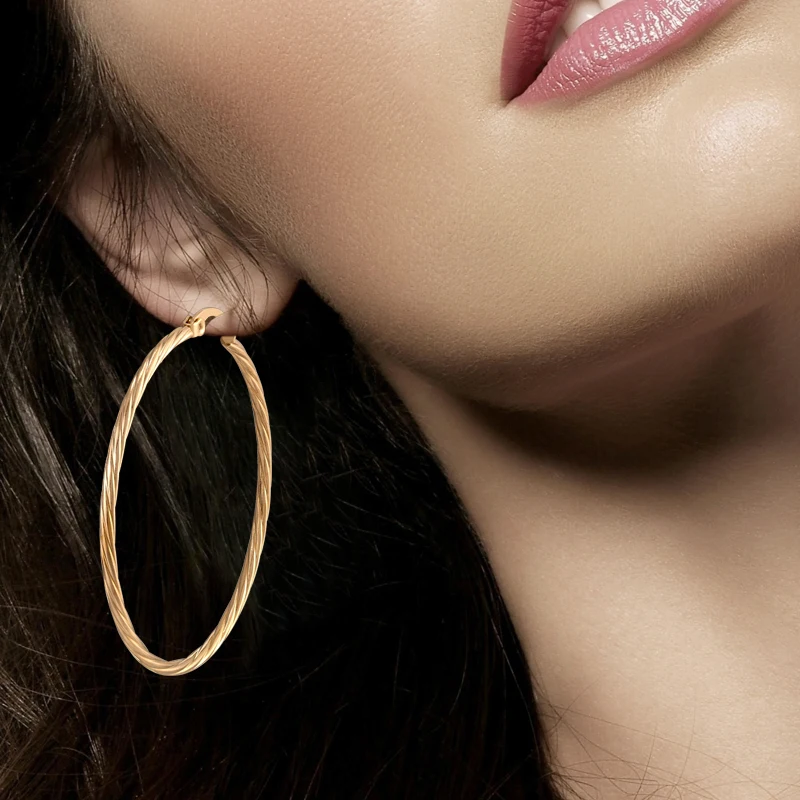 Женские модные серьги кольца витое кольцо из нержавеющей стали индивидуальное