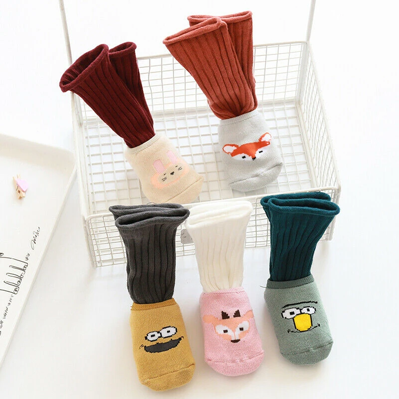 Новые детские рождественские зимние милые Мультяшные нескользящие носки для