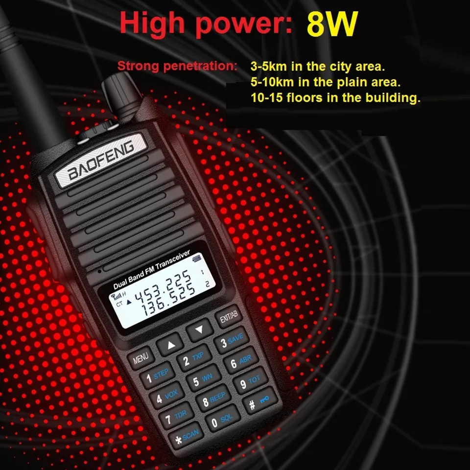 Настоящий 8 Вт Baofeng UV 82 Walkie Talkie морской CB радиоприемопередатчик Ham сканер радио