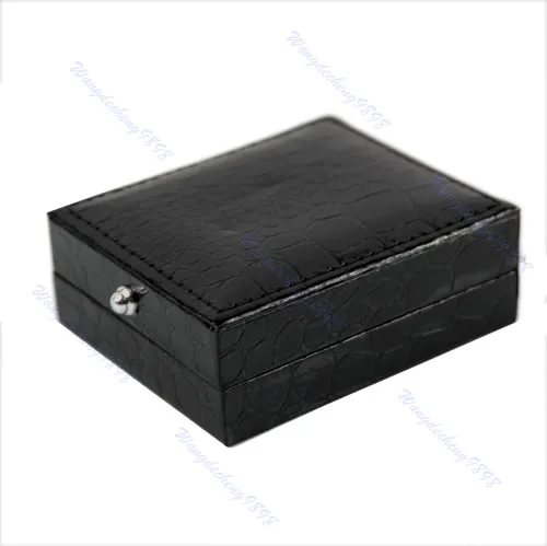 

1PC Black Faux Leather Cufflinks Box Gift Storage Case Display Cuff Holder New K3ND